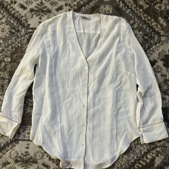 Sandro Paris Silk Ivory Button Down Size 1 - Picture 10 of 10